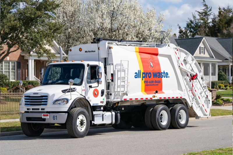 All Pro Waste residential trash pickup truck in Pembroke, NC
